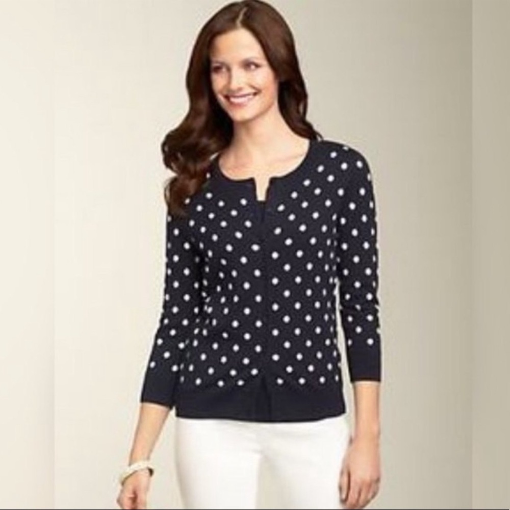 Talbots Polkadots Cardigan Petite